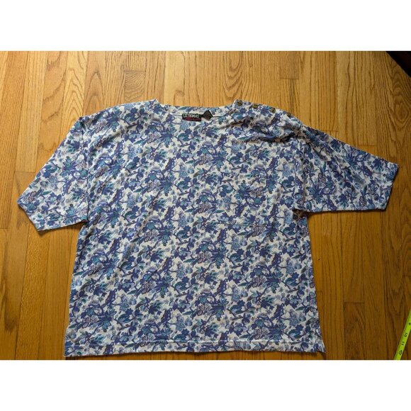 Liz Thomas Plus Womens Floral Button Shoulder Top Size 22 - Picture 4 of 7